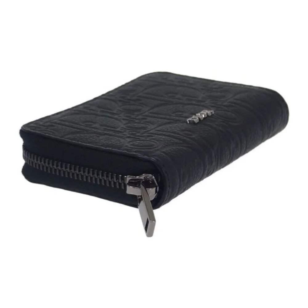 Christian Dior Gravity Zip 2 Flg h00 N Coin Case Calf Black Silver